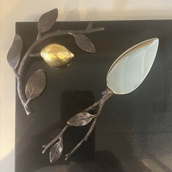 *NIB* MICHAEL ARAM LEMONWOOD Granite Cheese Board Serving Tray w/ Knife/Spreader - Picture 4 of 8